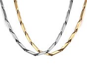 Nakabh Stainless Steel Stylish Rice Chain for Men and Boys (Combo Golden + Silver)