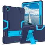 YINLAI for Samsung Galaxy Tab S6 Lite Case with Pencil Holder 3 in 1 Rubber Shockproof Heavy Duty Protective Kickstand Tablet Covers 10.4 inch 2020 (P610/P615), Navy Blue