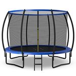 Giantex 8FT Trampoline with Enclosure, ASTM Approved Outdoor Large Trampoline with Ladder, Rustproof Galvanized Steel Frame, Recreational Trampolines for Kids and Adults, Blue