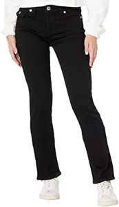 True Religion Billie Mid-Rise Straight Flap in Rinse Black, 2sb Body Rinse Black, 25 Regular