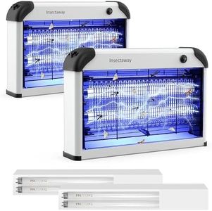 Insectaway Fly Killer, Bug Zapper Electric 2400V, 20W UV Insect Killer Electric, Fly Killers for Home Indoor and Outdoor, Mosquito Killer Lamp with Double-Sided Grid-2 Packs