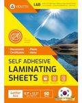 [VIOLETTO] 50 Sheets - Self Adhesive Laminating Sheets for Ultimate Protection. No Machines Needed, 4 Mil Thickness, 8.5 x 11 Inches. Effortless, Durable & Perfect for Documents & Photos.