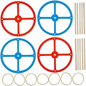 Large Plastic Project Wheels - 20 Wheels, 20 Rubber Bands, 10 Dowels, and a Project Idea - 4.75 inch Wheel Diameter and 1/4 inch Axel Hole