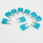 sourcingmap 10 Pcs Car Mini ATC ATO Blade Fuse 15A Teal Blue