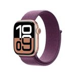 Apple Watch Series 10 GPS + Cellular 42mm Rose Gold Aluminium Case with Plum Sport Loop