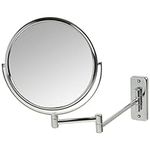 Jerdon JP7506CF 8-Inch Two-Sided Swivel Wall Mount Mirror with 5x Magnification, 13.5-Inch Extension, Chrome Finish