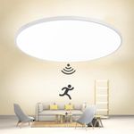 LED Ceiling Light,LED Ceiling Light with Radar Motion Sensor， Ceiling Light Lamp IP44 Modern Round Ceiling Light Applicable to Bathroom, Bedroom, Kitchen, Living Room, Balcony, Garage (White, 40W)