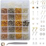 3600 Pcs Earring Making Kit, Earring Hooks Jewelry Making Supplies, Earring Accessories for DIY Beginners, with 24 Lattices Container Box for Jewelry Making and Earrings Repairing