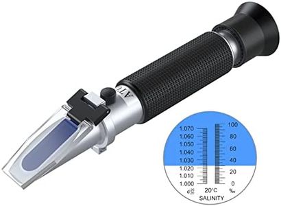 AUTOUTLET Salinity Refractometer,Automatic Temperature Compensation Salt Water Tester Hydrometer 0-100ppt & 1.000-1.070 Specific Gravity ATC Refractometer for Sea Water Aquarium Tank, Marine Industry