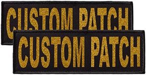 Dogline Custom Patch with Glitter Letters for Dog Vest Harness or Collar Customizable Bling Text Personalized Patches with Hook Backing Name Agility Service Dog ESA 2 Patches Z Gold Text