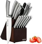 Kitchen Knife Set with Block, 14-Piece 3CR13 Stainless Steel Knife Set, Chef Knife Set with Sharpener, Ergonomic Handle, Home& Professional Cooker