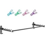 LIVEHITOP Wall Mounted Clothes Dryer, Foldable Laundry Rack Accessories Hanger Hook Rod for Bathroom Bedroom Hotel (Black, 2)