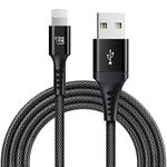 LAX Gadgets USB A to Lightning Cable - Apple MFi Certified Durable Braided Nylon Lightning Cable - Fast Charging Cable for All Apple Products Including iPhone, iPad, iPod - 10 Ft - Black