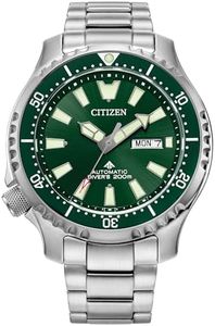 Citizen Men's Eco-Drive Promaster Dive Fugu Automatic Stainless Steel Watch, Luminous, ISO Compliant, Silver/Green Dial