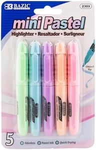 BAZIC Products Mini Highlighter – Pastel Color Assorted Chisel Tip Highlighter Set, Desk Style Highlighter Pen for Office, School, and Study Use, Smooth Marking, (5/Pack), 24-Packs