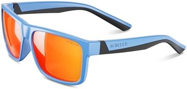 ACBLUCE Sunglasses for Kids Boys Girls Polarized Youth Teen Children Sports Baseball Running Beach Rubber White Blue Orange Glasses for Age 6-12