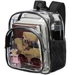 KUI WAN Clear Backpack Stadium Approved 12x12x6 Small Clear Backpack for Concert,Work,Festival,Security,Stadium, Black, 5 x 11 x 12 inches, Clear Backpack Stadium Approved 12×6×12