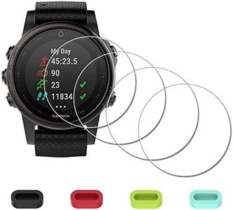 [4 Pack] Screen Protector for Garmin fenix 5S 42mm + Silicone Anti-dust Plugs, iDaPro Tempered Glass Anti-Scratch Bubble-Free