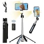 CTCCORC 40" Selfie Stick Tripod with Remote and Light, Upgrade Selfie Stick with Fill Light, Bluetooth Remote Phone Tripod Selfie Stick for iPhone and Android, Perfect for Selfies/Live Streaming