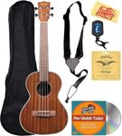 Kala KA-TG Gloss Mahogany Tenor Ukulele Bundle with Gig Bag, Tuner, Strap, Strings, Austin Bazaar Instructional DVD, and Polishing Cloth
