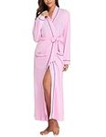 Hyppry Summer Dressing Gown Women Light Weight Hospital Gown Quick Dry Bathrobe Mid Calf Robe for Hotel with Belt Loops