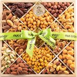 Gourmet Gift Basket, Nut Assortment Wood Tray (12 Mix) - Variety Care Package, Birthday Party Food, Holiday Arrangement Platter - Healthy Snack Box for Families, Women, Men, Adults