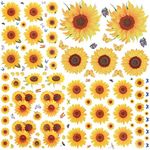 135 Pcs Sunflower Wall Sticker, Removable 3D Waterproof Decor for Kids, Mother's Day, Bathroom, Kitchen - Decorative Decals
