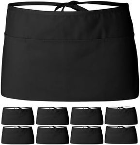 12 Pack - Black Server Waist Aprons, Waitress Half Apron