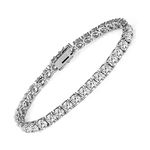 18k White Gold Plated CZ Tennis Bracelet, 4MM Cubic Zirconia Charm Bracelet for Women Men, 7 Inch, gold plated copper, Cubic Zirconia