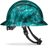 ACERPAL Full Brim Non-Vented Gloss Finish Aqua Lightning Art Design OSHA Hard Hat with 6 Point Suspension