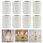 EMAGEREN 8 Pack Candle Drip Sleeves 43 * 60mm Candle Socket Covers Chandelier Candle Sleeves Plastic Covers Tubes Candelabra Base for Most Chandeliers Wall Light and Christmas Decoration, White