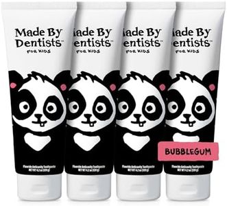 Made by Dentists Kids Fluoride Toothpaste 4-Pack - Anticavity Bubblegum Children's Toothpaste, SLS-Free, Enamel Safe, Natural Flavors, Vegan & Cruelty-Free, Toddler & Kids Ages 2+, Panda
