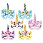 Xugoox 12Pcs Unicorn Birthday Party Favors Unicorn Party Masks for Girls Kids Unicorn Paper Masks Party Decors