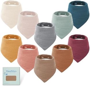 Yoofoss Muslin Baby Bibs 10 Pack 100% Organic Cotton 6-Layer Soft Absorbent Drool Bandana Baby Bibs for Drooling and Teething for Boys and Girls,Classic Mixed