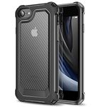 PTUONIU iPhone SE 2020 Case, iPhone 7/8 Case, iPhone 6/6S Case, [Matte Translucent] [Scratch-Resistant] [Military Grade Protection] Hard PC + Flexible TPU Frame, for iPhone 7/8/SE/6/6s 4.7", Black