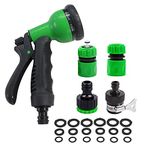 Garden Hose Pipe Multi Spray Watering Gun Starter Set,8 Adjustable Patterns High Pressure Spray Head Hose Nozzle,Hose Connectors Hose Attachments for Watering Plants Or Lawns,Shower Pets,Car Washing