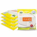 TULIPS Premium Cotton Ear Buds/Swabs (Pack of 5) with white PAPER Sticks, 80/160 Tips