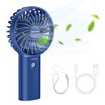 TECKNET Handheld Fan, Portable USB Hand Held Fans Rechargeable Mini with 5200mAh Power Bank, Mini Personal Electric Fan 3 Adjustable Speed Desk Fan for Home/Office/Travel (Blue)