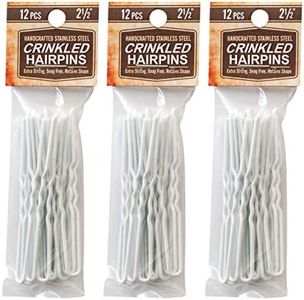 Amish Valley Products Hairpins Crinkled Heavy Duty Stainless Steel Handmade Hair Pin Use in place of Hair Clips Barrettes Bobby Pins Snag-less (2 1/2 inch, White)