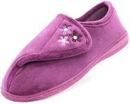 Dr Keller Womens Lightweight Faux Fur Wide Opening Touch Fasten Diabetic Orthopaedic Slippers (Purple, UK Footwear Size System, Adult, Women, Numeric, Medium, 6)