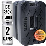 Kona Black Ice 2 Pound Ice Packs for Coolers - Long Lasting Design - Refreezable Reusable Cooler Ice Pack (2)