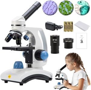 SW100 Microscope composite 40X-1000X pour enfants débutants, avec tête monoculaire rotative, lentille en verre optique, poignée de transport, sans fil, double éclairage