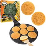 Kitty Friends Mini Pancake Pan - Make 7 Unique Flapjack Cat Designs, Nonstick Pan Cake Maker Griddle for Breakfast Kitten Fun & Easy Cleanup