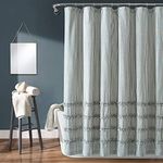 Lush Decor Vintage Stripe Yarn Dyed Cotton Shower Curtain, 72" x 72", Denim Blue