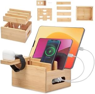 Prosumer's Choice - Bamboo Charging Station Organizer - Charging Dock - Wood Dock for Multiple Devices - Compatible with Apple and Android Device - Keep Your Space Tidy and Devices Charged