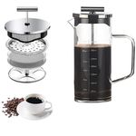 Mellovin French Press Coffee & Black Tea Maker with Premium Heat Resistant Borosilicate Glass, Superior Filtration System, 304 Stainless Steel Plunger, Easy to Clean (350 ml)