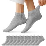 FALARY Trainer Ankle Socks for Men Women 10 Pairs Sport Low short Grey 9-11