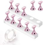 Makartt Nail Stand for Nails Art Display Practice Nail Holder for Painting Nails Stand False Nail Press On Designs Magnetic Fake Nail Holder with 1M Double-sided Tape Home DIY Salon