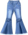 WDIRARA Toddler Girl's High Waisted Bow Front Bell Bottom Jeans Flare Leg Denim Pants Light Blue 6 Years