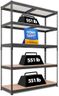 HOMEDANT 47.7" W 5 Tier Heavy Duty Garage Shelving Adjustable Metal Rack Storage Shelves Standing Shelf Unit Organizers Industrial Warehouse Basement Black 1Pack